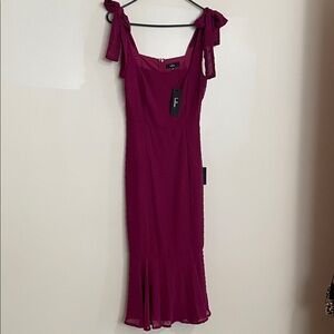 Lulus Wine Midi Dress with Bow Straps